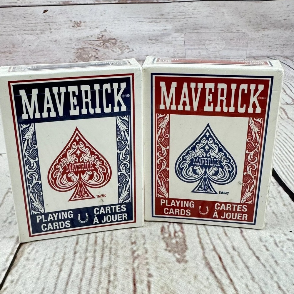 Maverick Standard Index Playing Cards 2 Pack Plastic-Coated Red/Blue Colors Vary